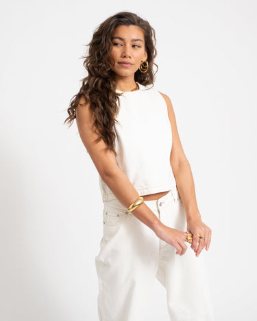 Liana Top Off - White Denim - Things I Like Things I Love