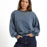 Lippa Loose Wash Crew Sweater Blue Indigo - Things I Like Things I Love