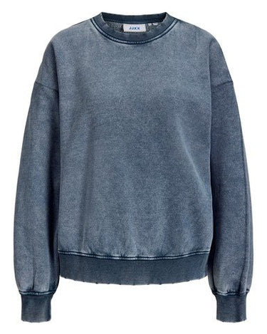 Lippa Loose Wash Crew Sweater Blue Indigo - Things I Like Things I Love