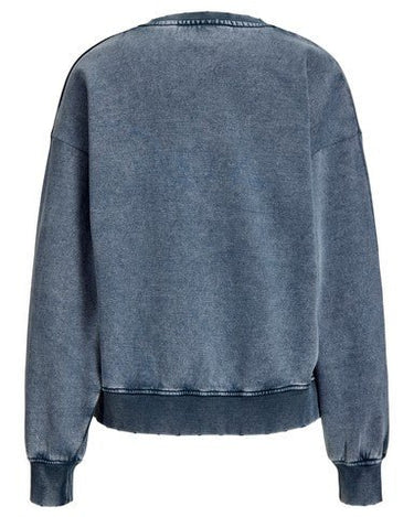 Lippa Loose Wash Crew Sweater Blue Indigo - Things I Like Things I Love