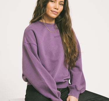 Lippa Loose Wash Crew Sweater Petunia - Things I Like Things I Love