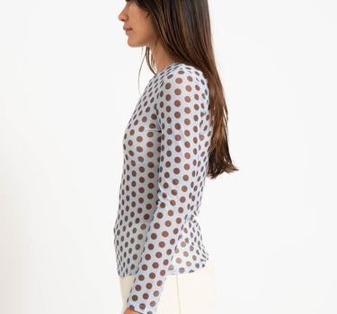 Longsleeve Nelly Mesh Polkadot Blue - Things I Like Things I Love