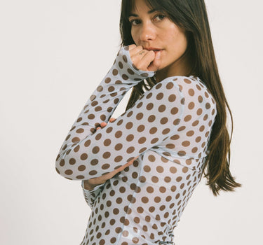 Longsleeve Nelly Mesh Polkadot Blue - Things I Like Things I Love