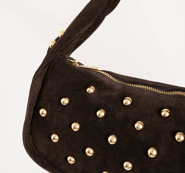 Lottie Suede Stud Bag Brown - Things I Like Things I Love