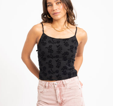 Louise Mesh Flock Back Tie Top Zwart - Things I Like Things I Love