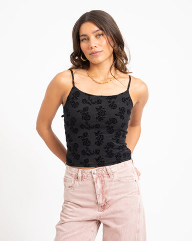 Louise Mesh Flock Back Tie Top Zwart - Things I Like Things I Love