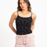 Louise Mesh Flock Back Tie Top Zwart - Things I Like Things I Love