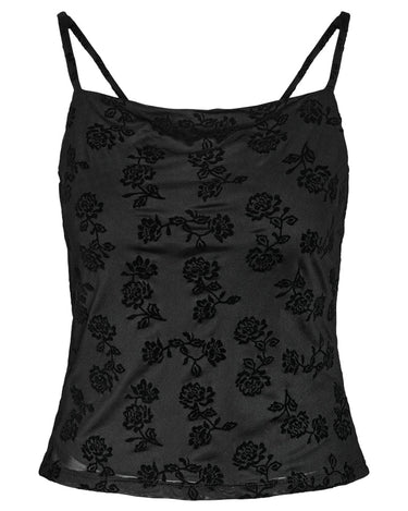 Louise Mesh Flock Back Tie Top Zwart - Things I Like Things I Love