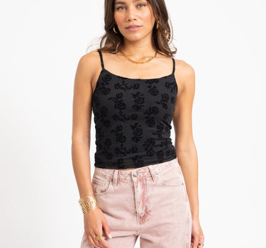 Louise Mesh Flock Back Tie Top Zwart - Things I Like Things I Love