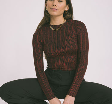 Louzi Top Stripe Glitter Red Black - NO - Things I Like Things I Love