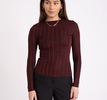 Louzi Top Stripe Glitter Red Black - NO - Things I Like Things I Love