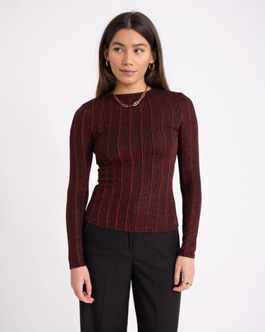 Louzi Top Stripe Glitter Red Black - NO - Things I Like Things I Love