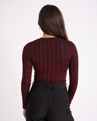 Louzi Top Stripe Glitter Red Black - NO - Things I Like Things I Love