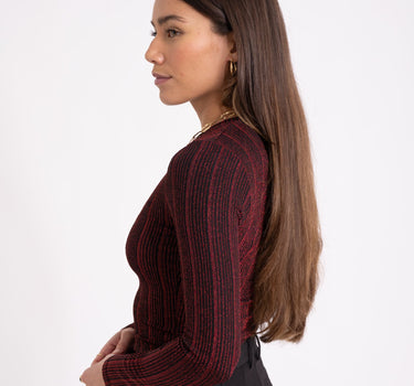 Louzi Top Stripe Glitter Red Black - NO - Things I Like Things I Love