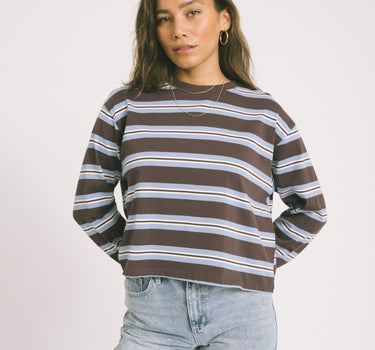 Lynn Striped Longsleeve Brown Blue - Things I Like Things I Love