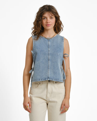 Mabel Top Blue Denim - Things I Like Things I Love