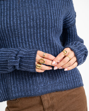 Maghna Crew Neck Knit Naval Academy - Things I Like Things I Love