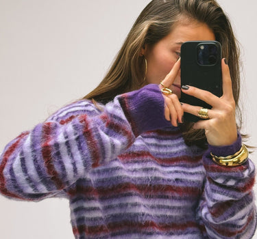 Marcia Cred Neck Knit Petunia Striped Multi - Things I Like Things I Love