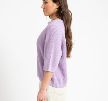 Marge Twist Crew Neck Knit Purple Rose - Things I Like Things I Love