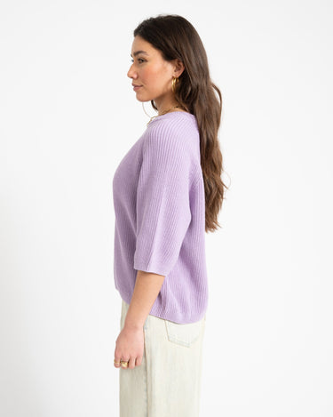 Marge Twist Crew Neck Knit Purple Rose - Things I Like Things I Love