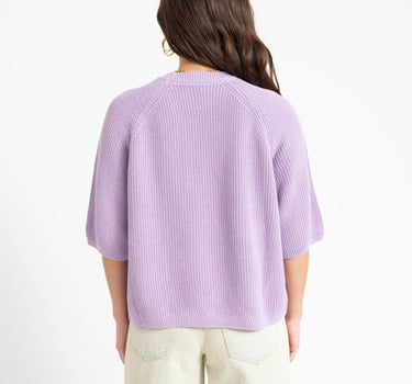 Marge Twist Crew Neck Knit Purple Rose - Things I Like Things I Love