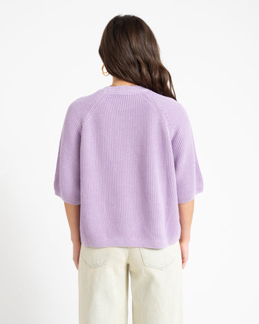 Marge Twist Crew Neck Knit Purple Rose - Things I Like Things I Love