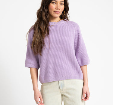 Marge Twist Crew Neck Knit Purple Rose - Things I Like Things I Love