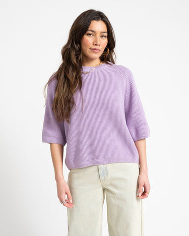 Marge Twist Crew Neck Knit Purple Rose - Things I Like Things I Love