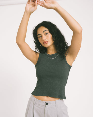 Maya Washed Tank Top Black - Things I Like Things I Love