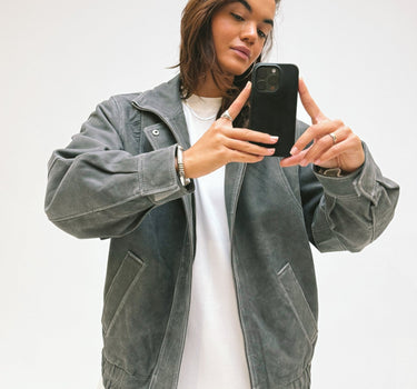 Mayden Loose Fit Leather Jacket Black - Things I Like Things I Love