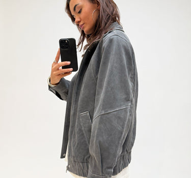 Mayden Loose Fit Leather Jacket Black - Things I Like Things I Love