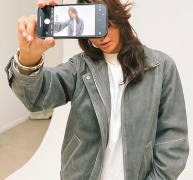 Mayden Loose Fit Leather Jacket Black - Things I Like Things I Love