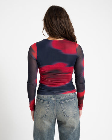 Melia Mesh Top Maritime Blue Flower - Things I Like Things I Love