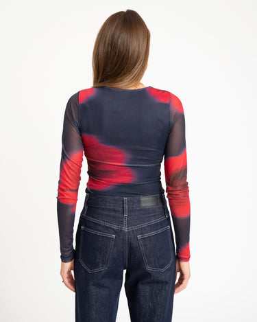 Melia Mesh Top Maritime Blue Flower - Things I Like Things I Love