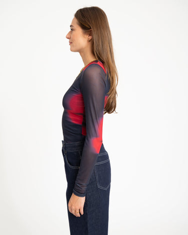 Melia Mesh Top Maritime Blue Flower - Things I Like Things I Love