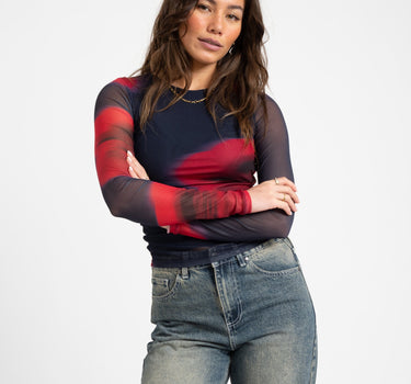 Melia Mesh Top Maritime Blue Flower - Things I Like Things I Love