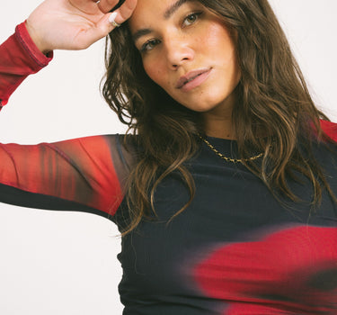 Melia Mesh Top Maritime Blue Flower - Things I Like Things I Love