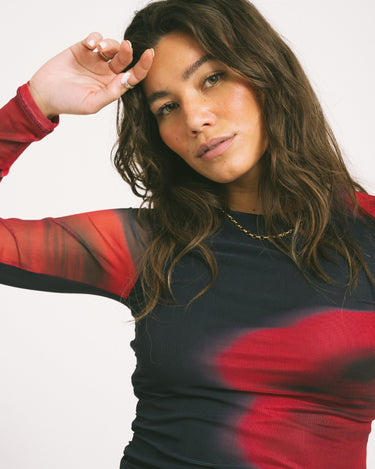 Melia Mesh Top Maritime Blue Flower - Things I Like Things I Love