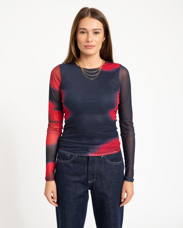 Melia Mesh Top Maritime Blue Flower - Things I Like Things I Love