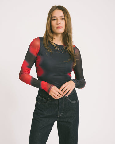 Melia Mesh Top Maritime Blue Flower - Things I Like Things I Love