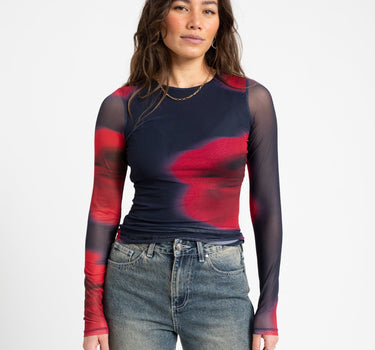 Melia Mesh Top Maritime Blue Flower - Things I Like Things I Love