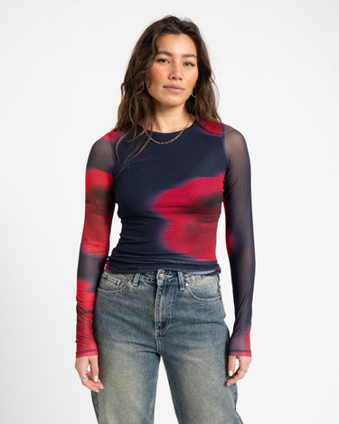 Melia Mesh Top Maritime Blue Flower - Things I Like Things I Love