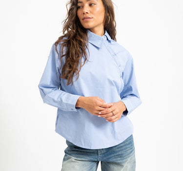 Merlin Assymetrical Blouse Blauw - Things I Like Things I Love