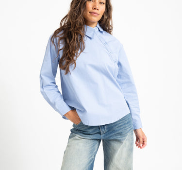 Merlin Assymetrical Blouse Blauw - Things I Like Things I Love