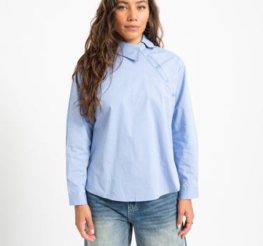 Merlin Assymetrical Blouse Blauw - Things I Like Things I Love