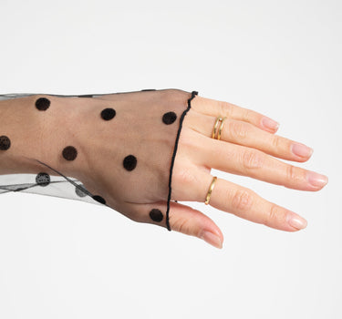 Mesh Polkadot Open Gloves Black - Things I Like Things I Love