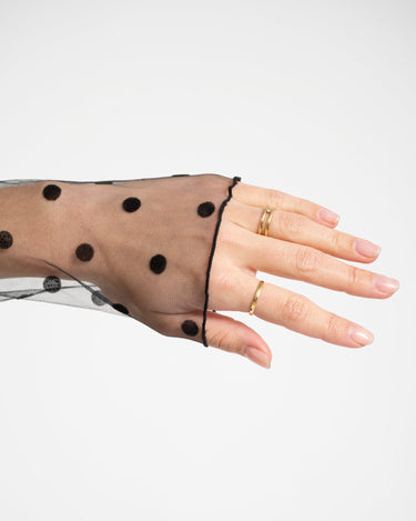 Mesh Polkadot Open Gloves Black - Things I Like Things I Love