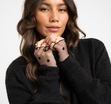 Mesh Polkadot Open Gloves Black - Things I Like Things I Love