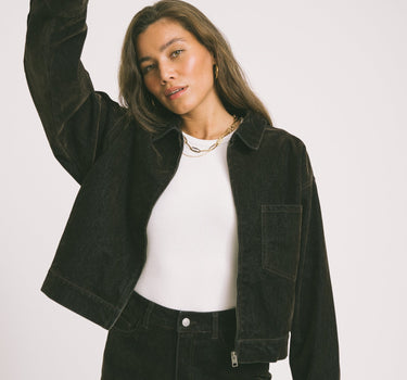 Mia Flock Denim Jacket Denim Brown - Things I Like Things I Love