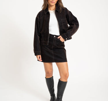 Mia Flock Denim Jacket Denim Brown - Things I Like Things I Love